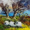 Grazing Under the Tree Stumps Print by Michelle McKee