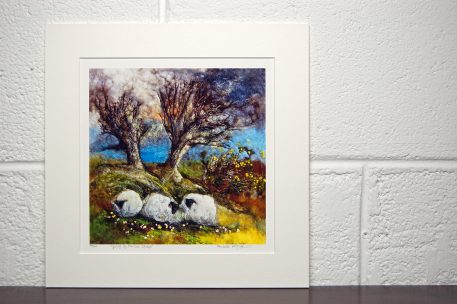Grazing Under the Tree Stumps Print by Michelle McKee